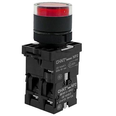 Кнопка керування CHINT NP2-EW3465 1NO+1NC 22 мм LED 230V Червоний (575328)