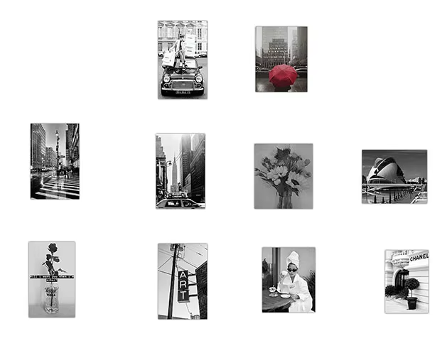 Набор наклеек Абстракция черно-белые в стиле фото для гаджета/телефона 10 шт. (10029)