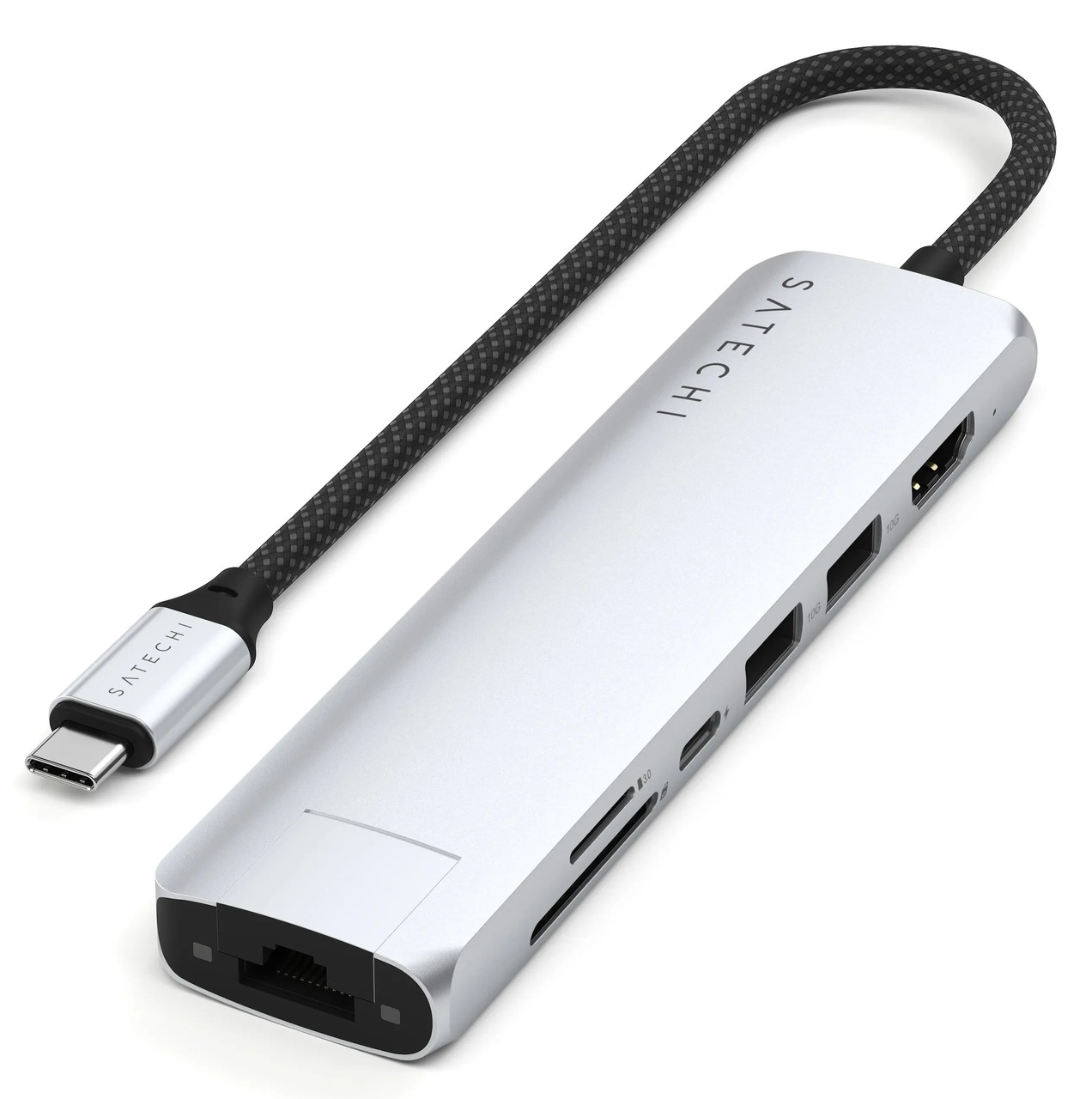 Многопортовой адаптер Satechi 7-in-1 USB-C Slim Multiport Adapter 4K with Ethernet Silver (ST-P7SS)