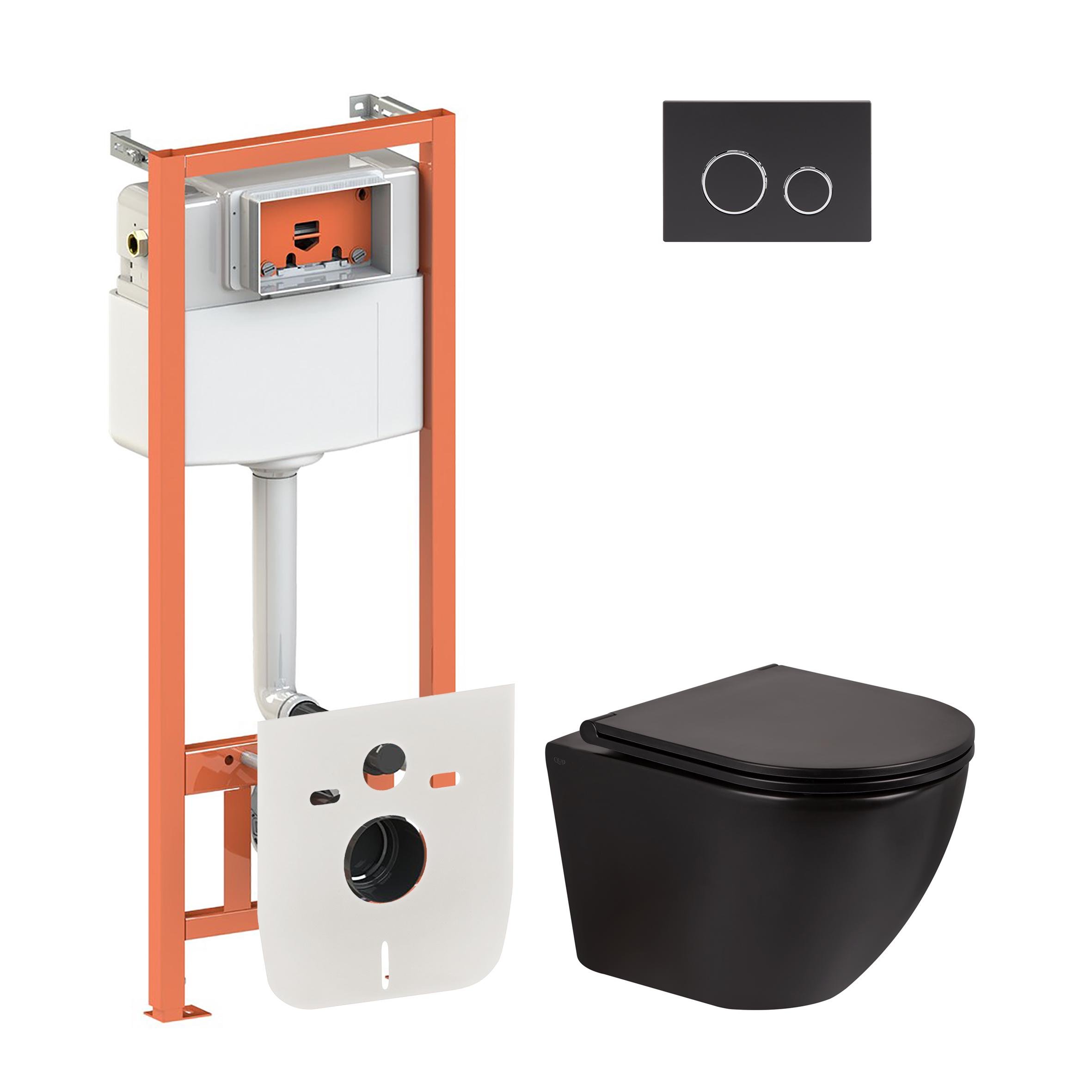 Комплект инсталляции Q-tap Nest QT1333046ERMB0133M425M11V1146MB кнопка с унитазом Черный (124639)