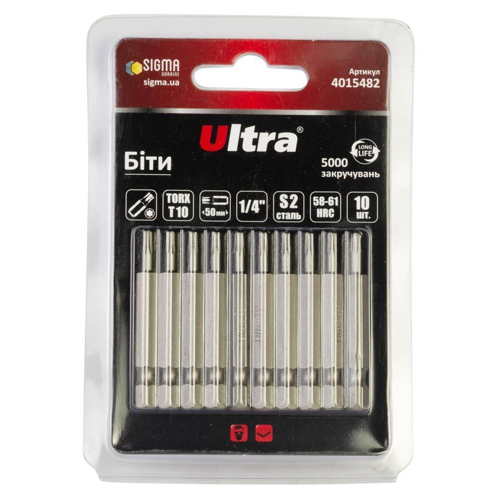 Набор бит Ultra TORX 10x50 мм 1/4" 10 шт. S2 в блистере (4015482)