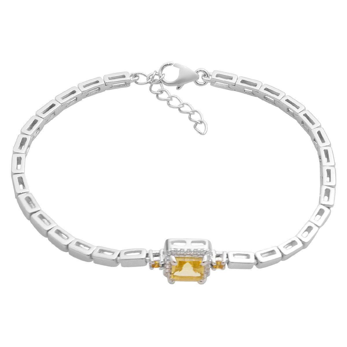 Браслет серебряный с овальным цитрином Nano 17-20 см