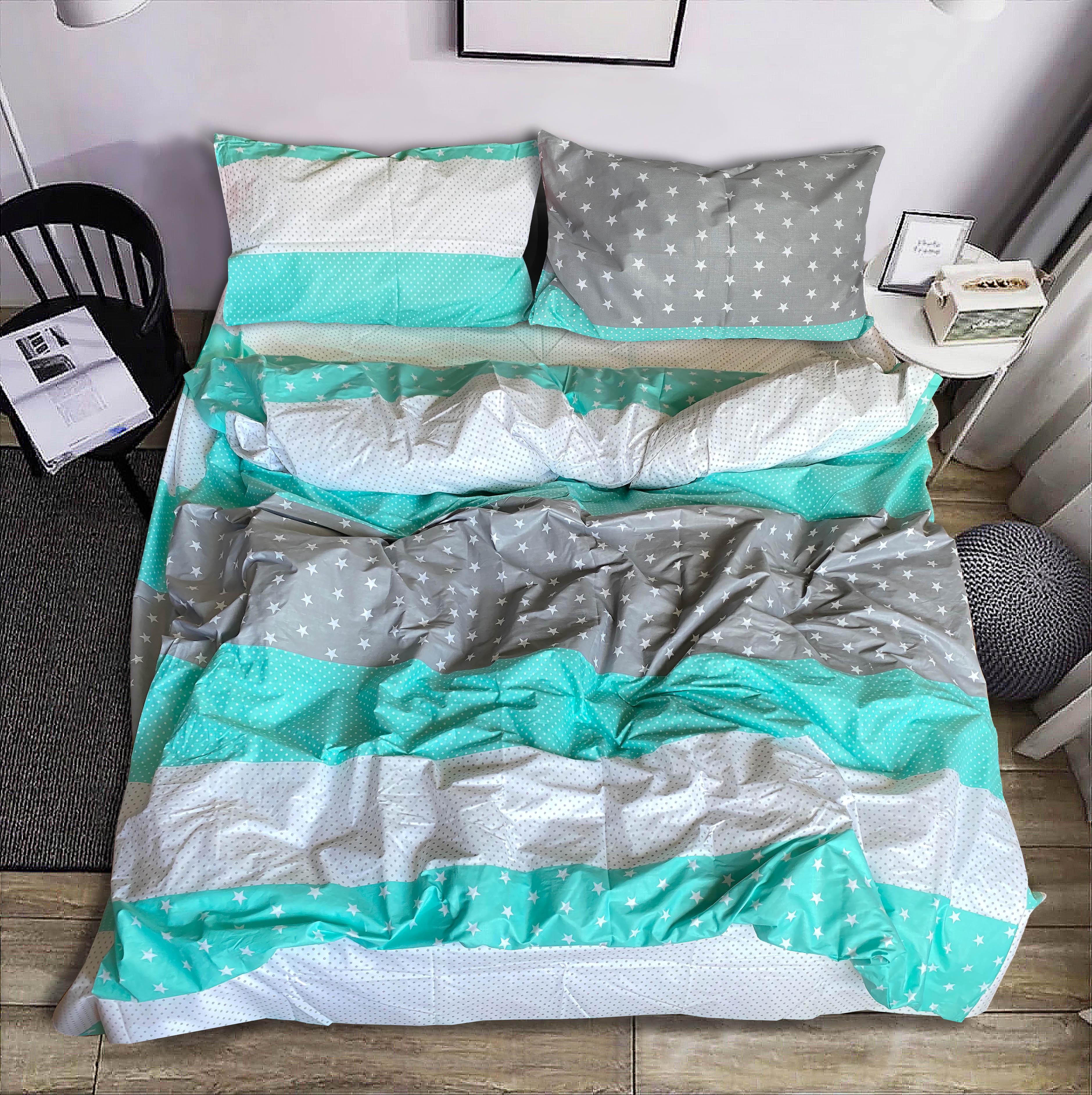 Комплект постельного белья Zastelli Star Dots поплин семейный 2х145х210 см Зеленый (20109)