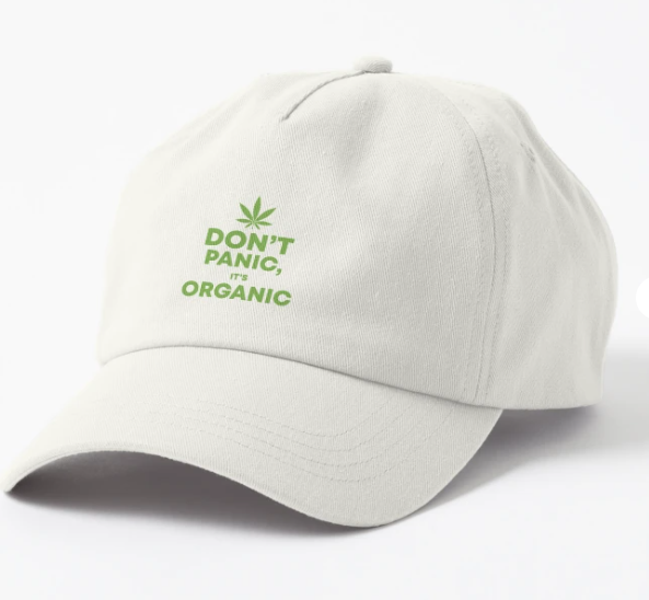 Кепка унисекс Malfini с принтом "Don`t panic it`s organic" Белый (ПН213К-2)