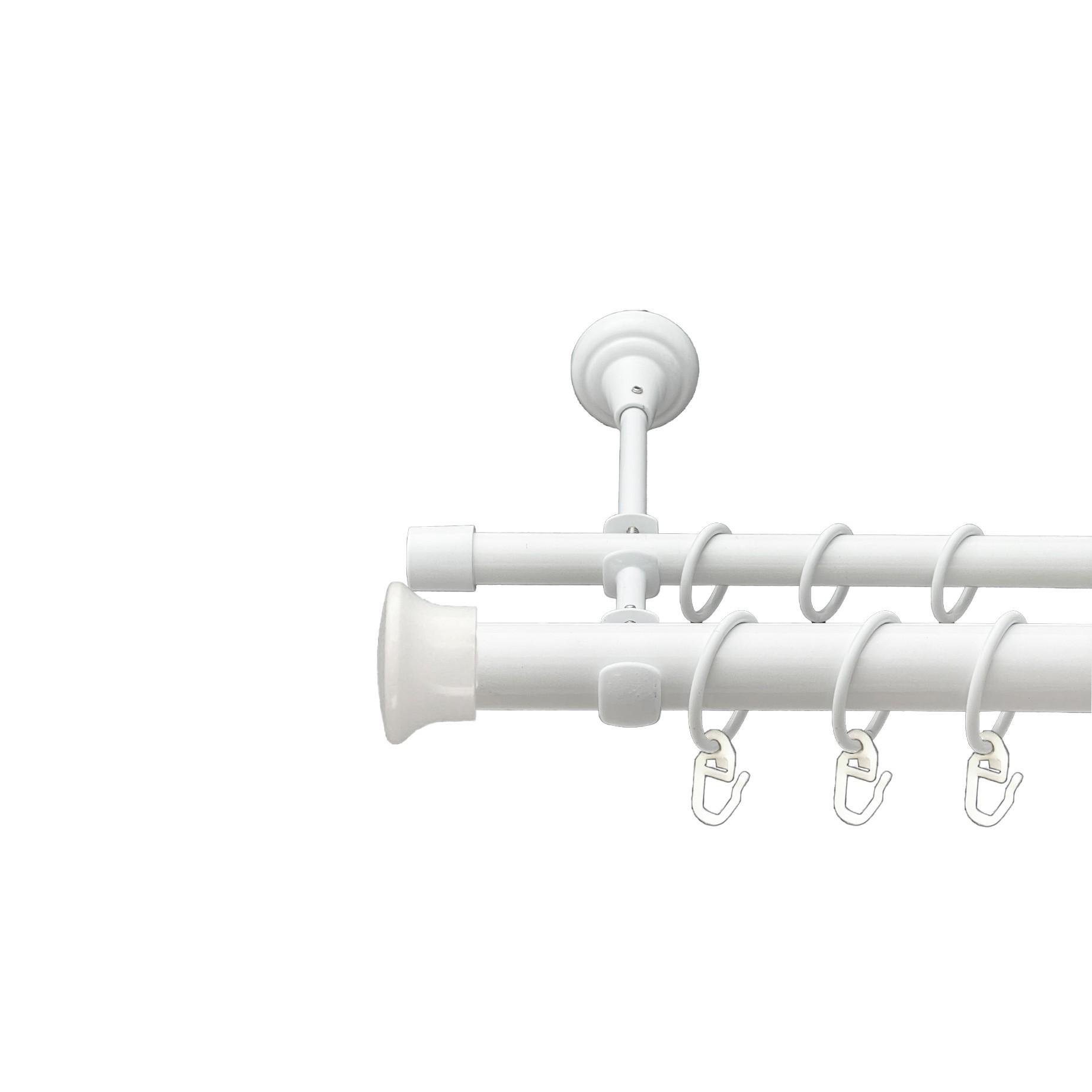 Карниз металлический Orvit Дуо двухрядный открытый/гладкая труба/кольцо металлическое Арктис 25/16 мм 240 см (00-00021043)