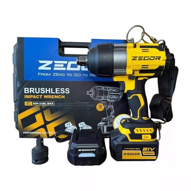 Гайковерт ударный аккумуляторный Zegor SDP-21BL MAX PROFESSIONAL АКБ 21V 4.0 Ah 1000 Нм (38402326)