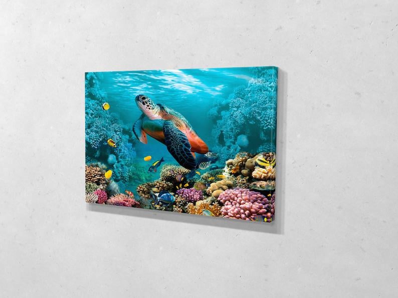 Картина для интерьера Морская черепаха 51x34 см (526)