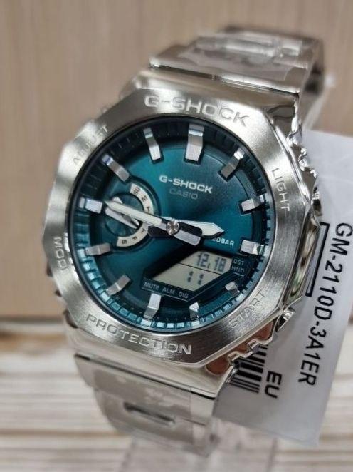 Наручний годинник чоловічий Casio G-Shock GM-2110D-3A1 ударостійкий з водозахистом 200 м/підсвіткою Зелений (3052734141)