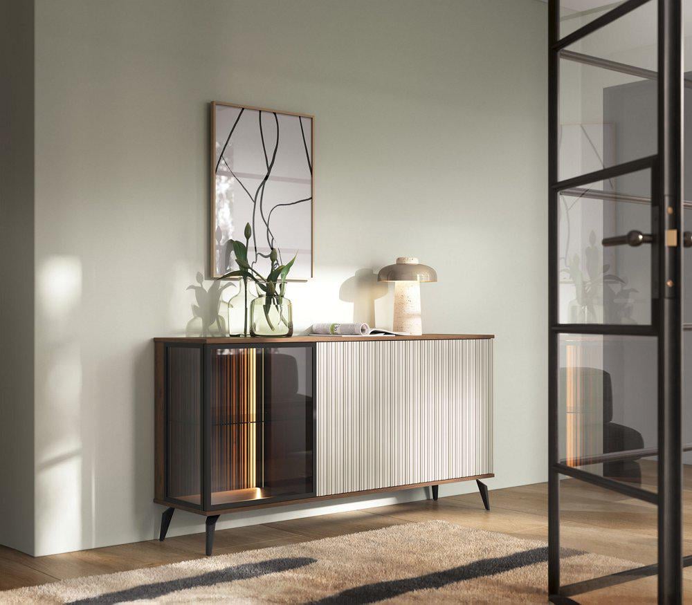 Комод с подсветкой Perfect Home Vici K154 3-дверный Орех/Кашемир (PFH-091276)