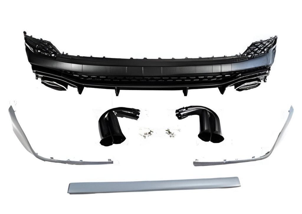 Диффузор задний с насадками QRS-Style 2.0 GT Tuning для Audi Q3 2019- гг. ABS-пластик Черный (132067)