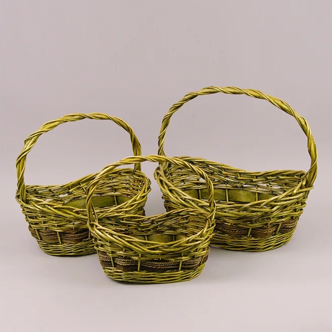 Комплект корзин из лозы Flora 3 шт. Зеленый (37485) - фото 2