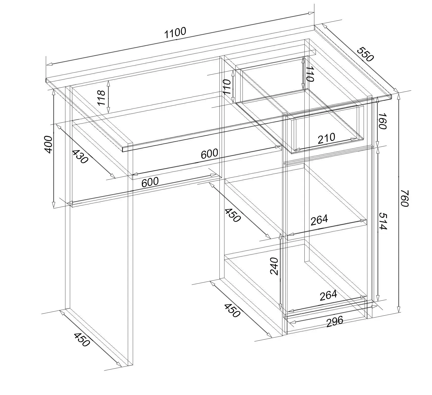Стол письменный Kontinent СП-1 No10 110х55х76 см Белый (55767865) - фото 3