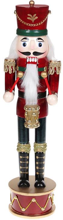 Статуэтка декоративная Щелкунчик с барабаном деревянная 40 см Бордовый