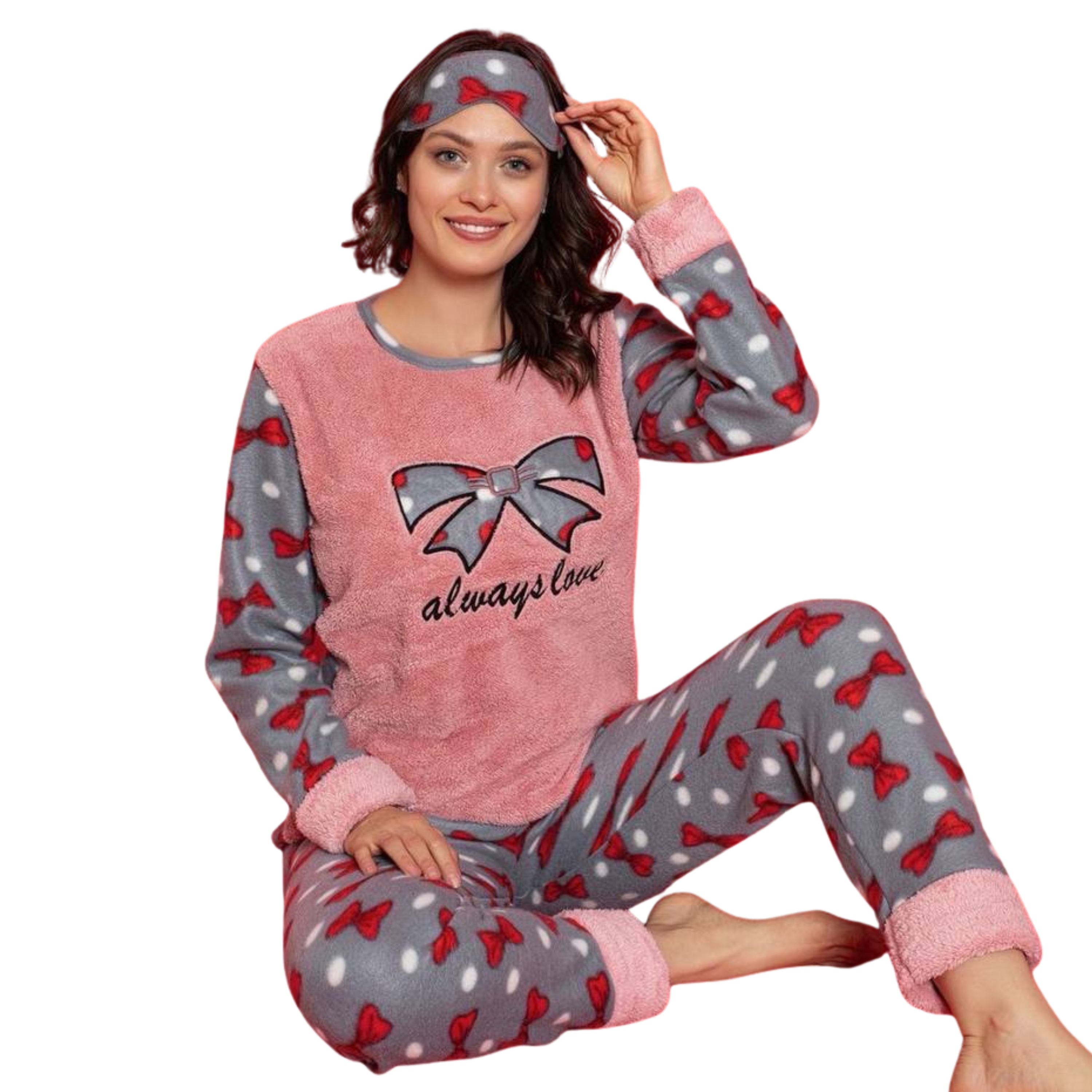 Піжама жіноча Asel флісова L Рожево-сірий (8266)