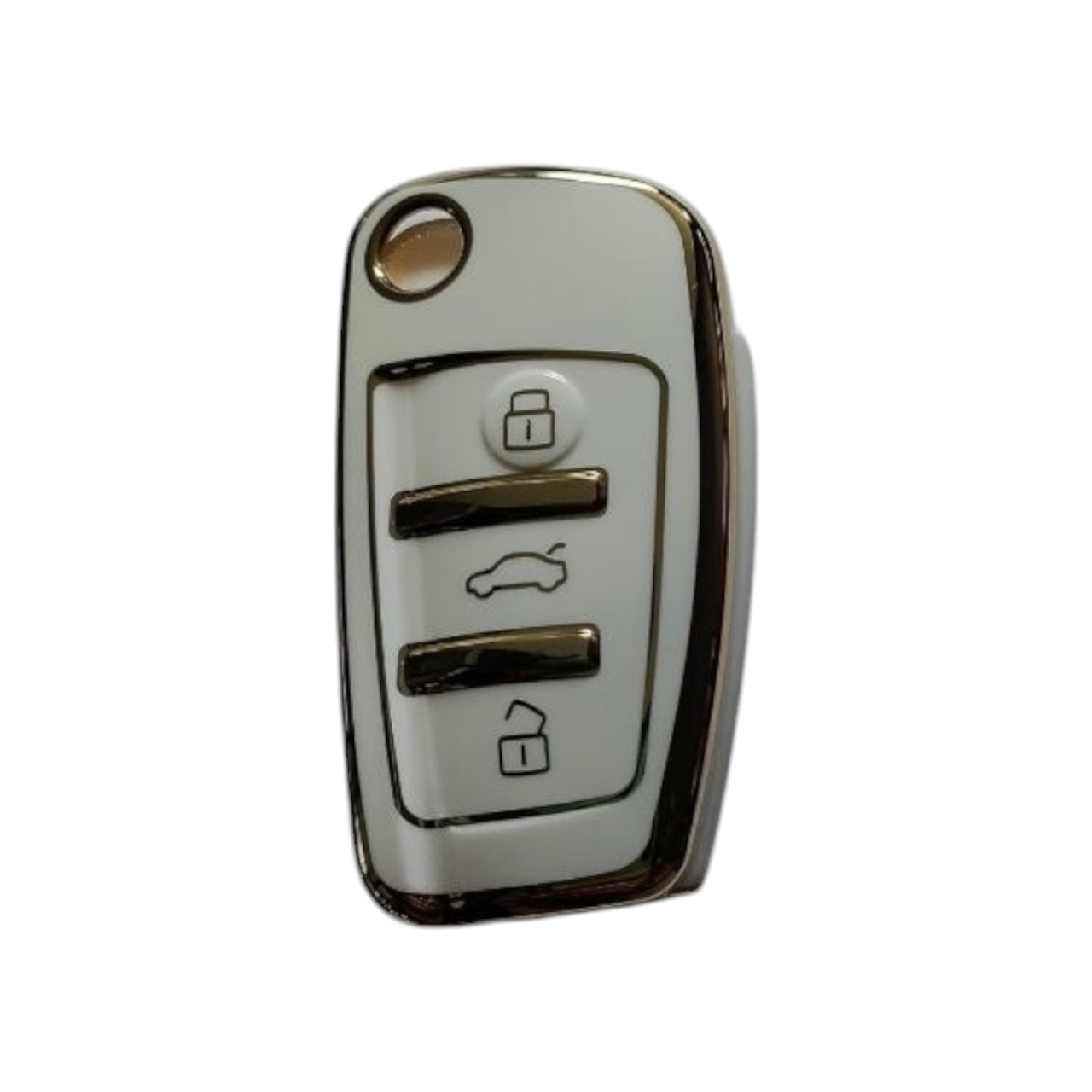 Чехол для ключа Audi с серебряной рамкой Белый (2305577280)