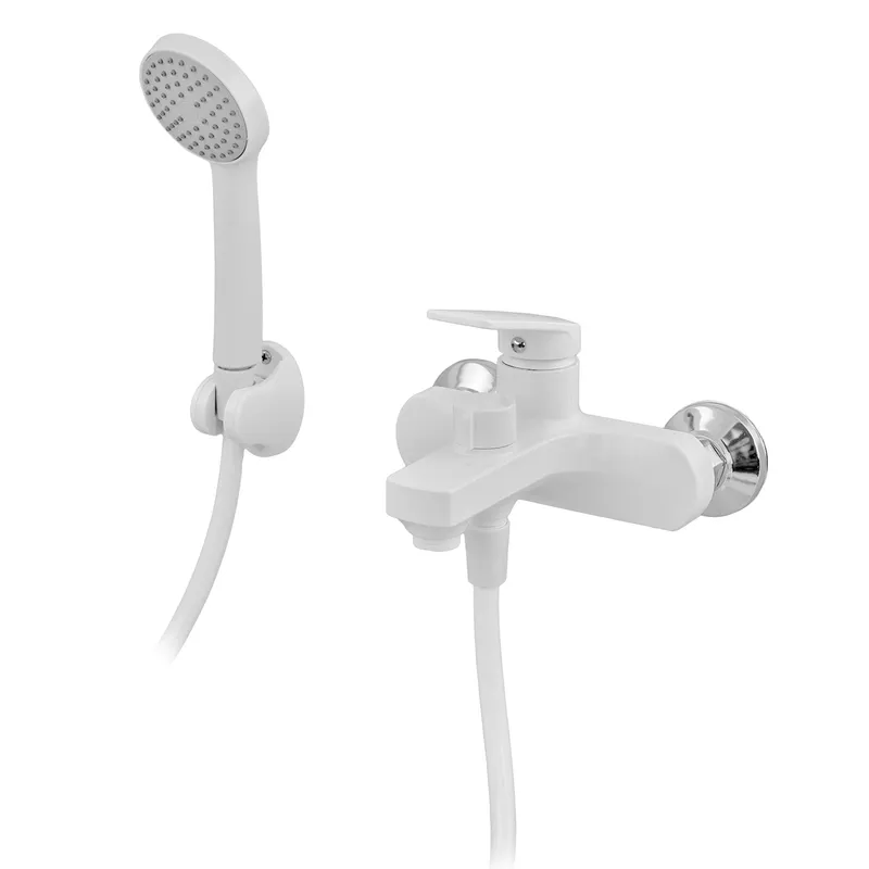 Змішувач для ванни PLAMIX Lucas-009 Euro Set зі шлангом/лійкою та кронштейном White (PM0708)