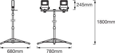Прожектор Osram Worklight Tripod LED 2x50W 220V 9000lm 4000K 1800x780x680 мм IP65 со штативом (4099854572258) - фото 3 Прожектор Osram Worklight Tripod LED 2x50W 220V 9000lm 4000K 1800x780x680 мм IP65 со штативом (4099854572258) - фото 3