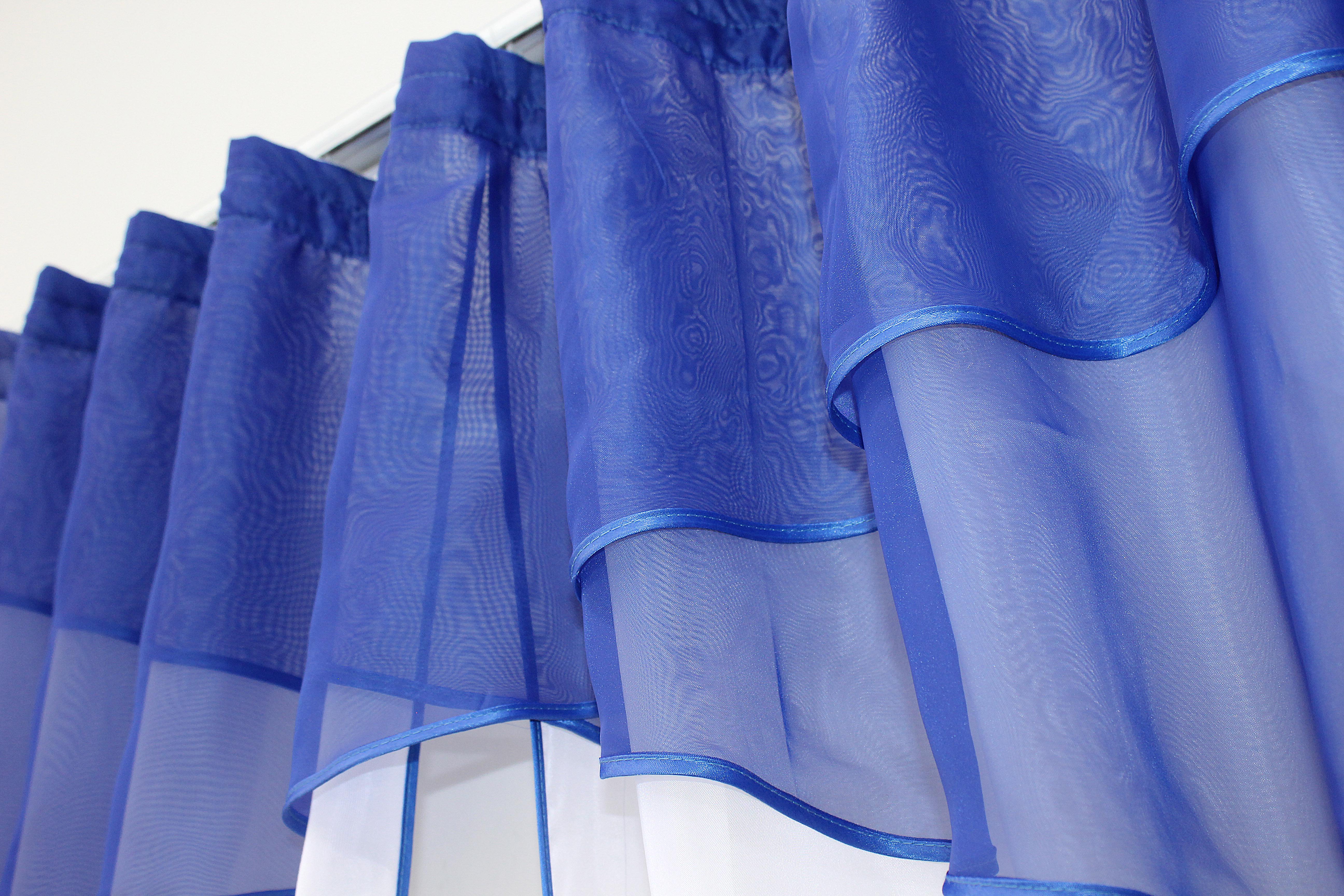 Штори кухонні VR-Textil №091к з ламбрекеном і підв'язками 270х170 см Синій/Білий (52-0254) - фото 5 Штори кухонні VR-Textil №091к з ламбрекеном і підв'язками 270х170 см Синій/Білий (52-0254) - фото 5