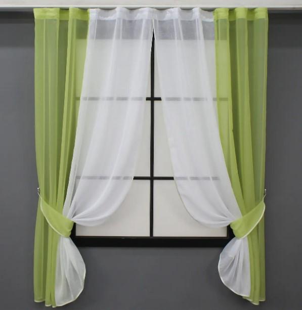 Комплект штор на кухню 260х170 см Салатовый/Белый (083к 52-0977)