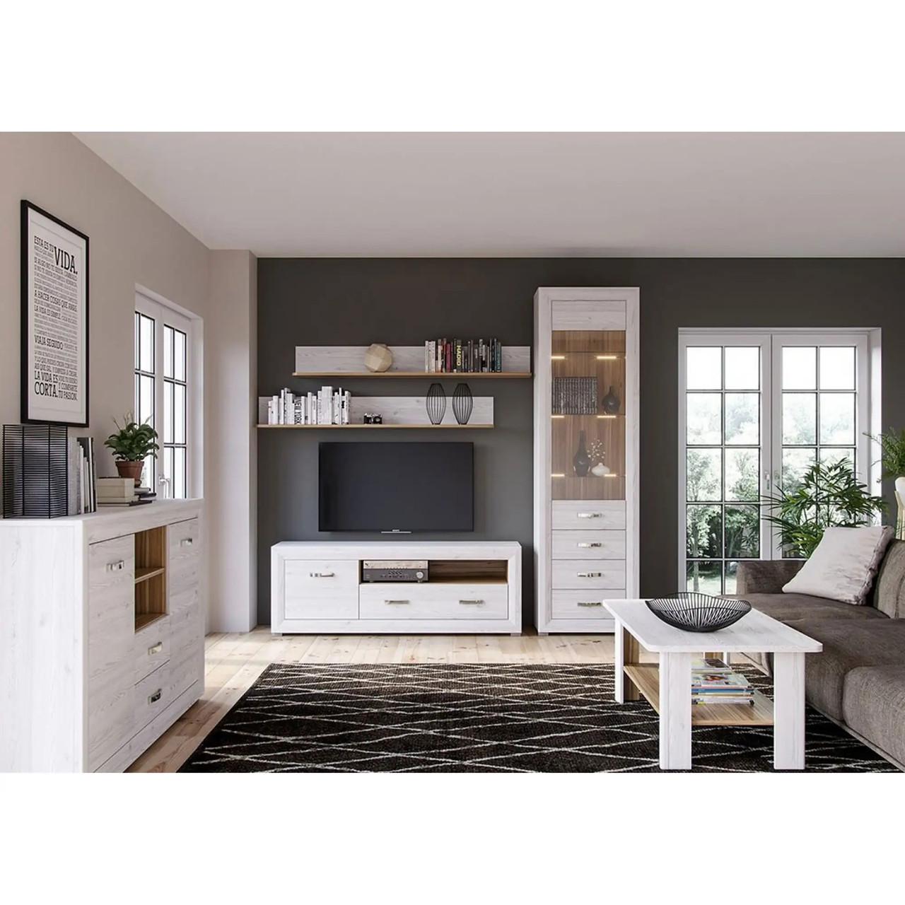 Пенал-вітрина з підсвіткою ВМК Маркус REG1W3S Джанні/Дуб кам'яний (GRB-1823) - фото 3