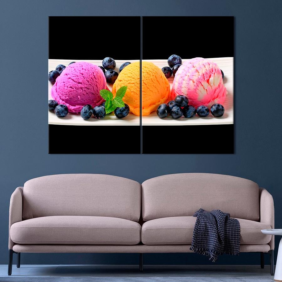 Настенний декор Разноцветное сливочное мороженое с фруктовыми вкусами 71x51 см (A382-2)