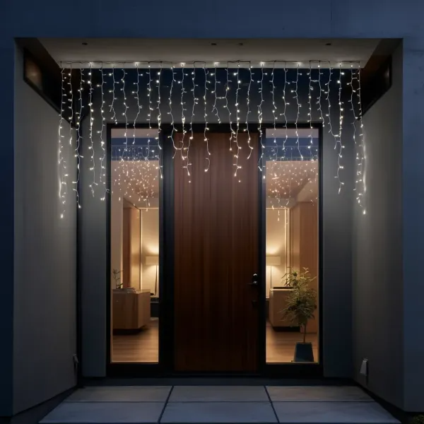 Гирлянда бахрома уличная 105 LED 6 м от сети белая нить Белый