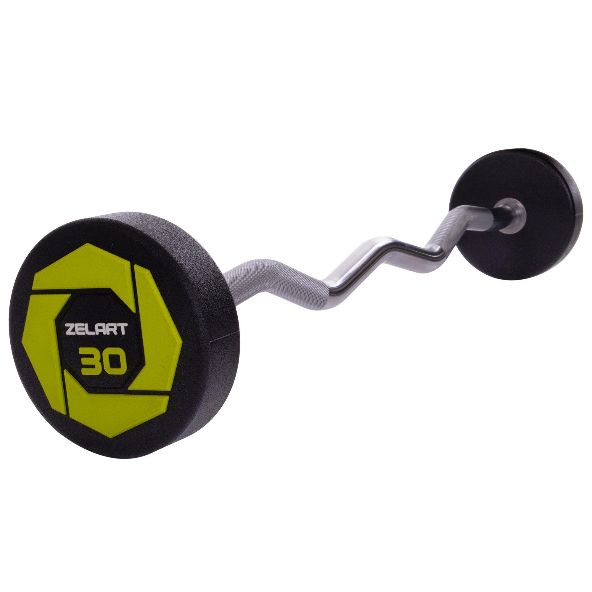 Штанга Zelart Urethane Barbell фиксированная изогнутая полиуретановая TA-2690-30 длина 107 см 30 кг (DR002581)