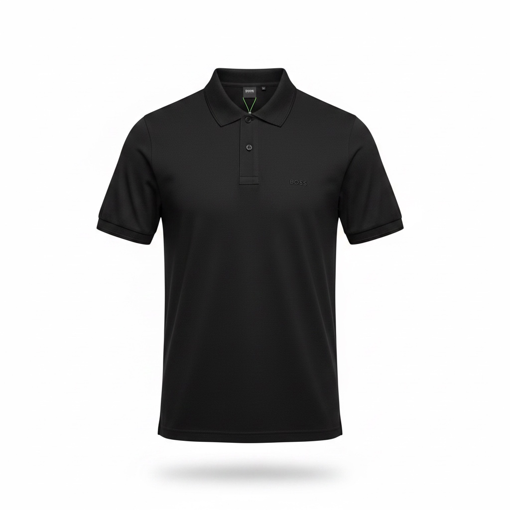 Футболка чоловіча поло BOSS Logo-Embroidered Cotton Polo Shirt М Чорний (HB13001.1M)