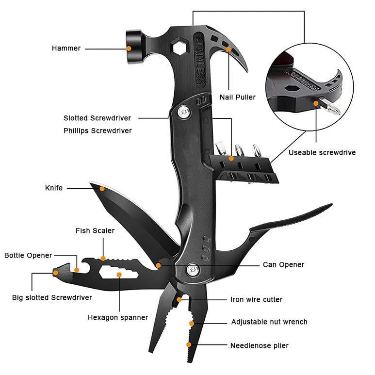 Мультитул-молоток Traveler MS-017 F-3 12в1 Black (00000010844) - фото 4 Мультитул-молоток Traveler MS-017 F-3 12в1 Black (00000010844) - фото 4