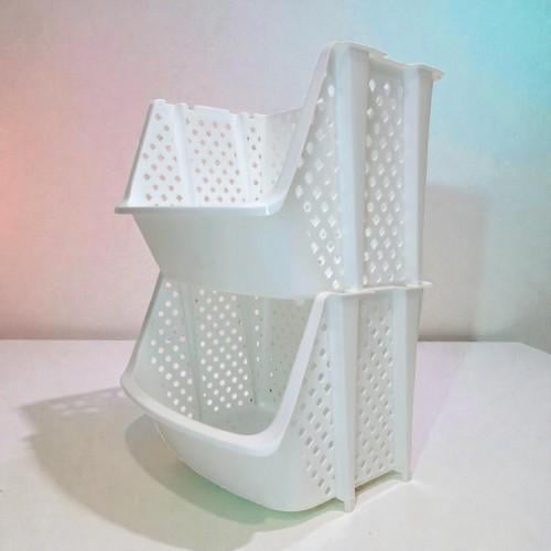 Етажерка пластикова модульна 2 секції 35х30х50 см Білий (7407)