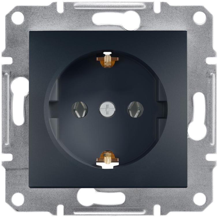 Розетка одинарная с заземлением Schneider Electric Asfora Антрацит (00000003118)