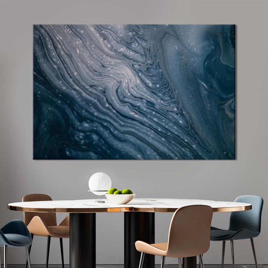 Картина абстракция Тёмно-синий мрамор 120x80 см (A870-1)