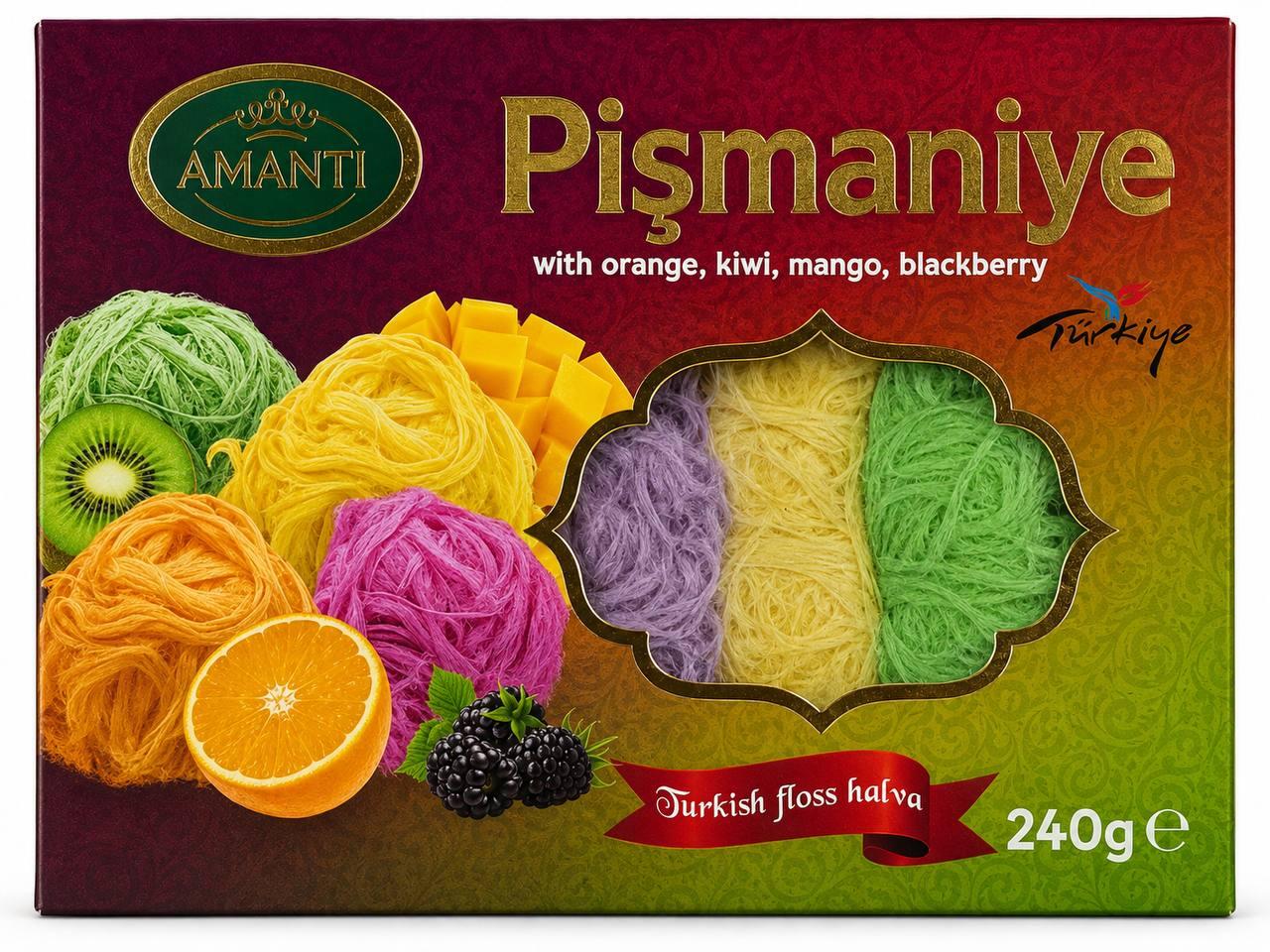 Пишмание AMANTI со вкусом апельсина/киви/манго/ежевики 240 г (3167298085)