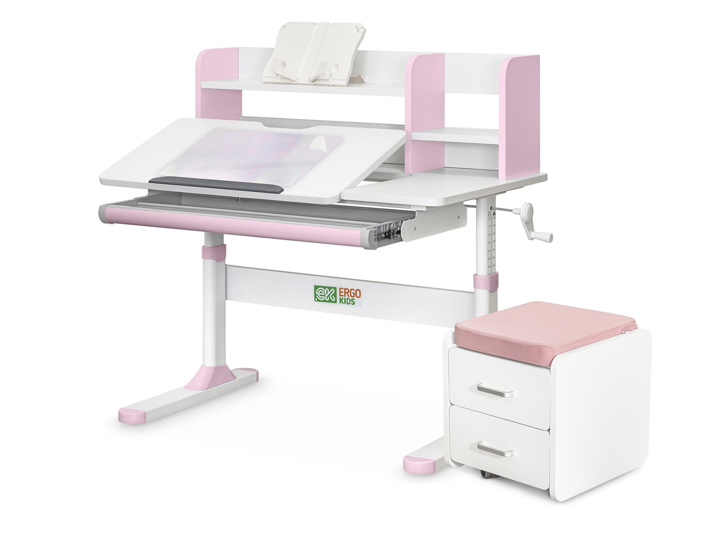 Парта дитяча шкільна Ergokids TH-330 BD C-3 з тумбою Рожевий (TH-330/BD C3_PINK)