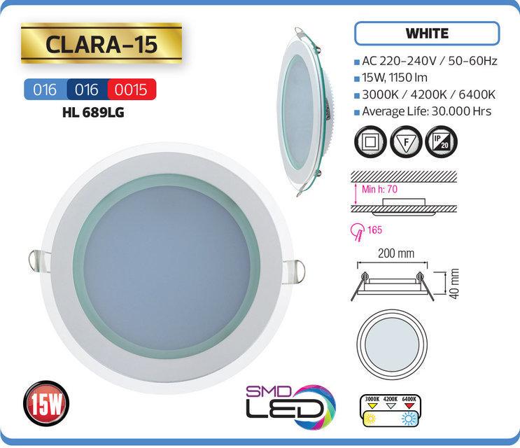 Світильник врізний LED HOROZ ELECTRIC Clara 15 15 W 1150 Lm d 200 мм 6400 K (560017020) - фото 2