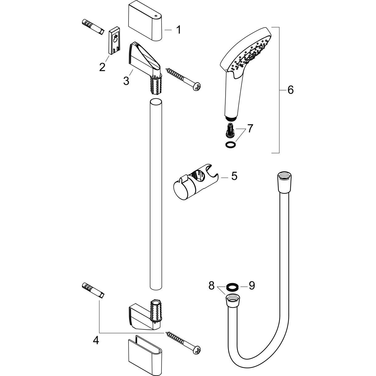 Душевой комплект Hansgrohe Croma Select Е 26594400 со штангой Хром (113671) - фото 5