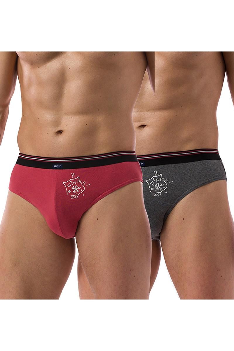Трусы слип Key р. 48/M Красный/Серый (75192)