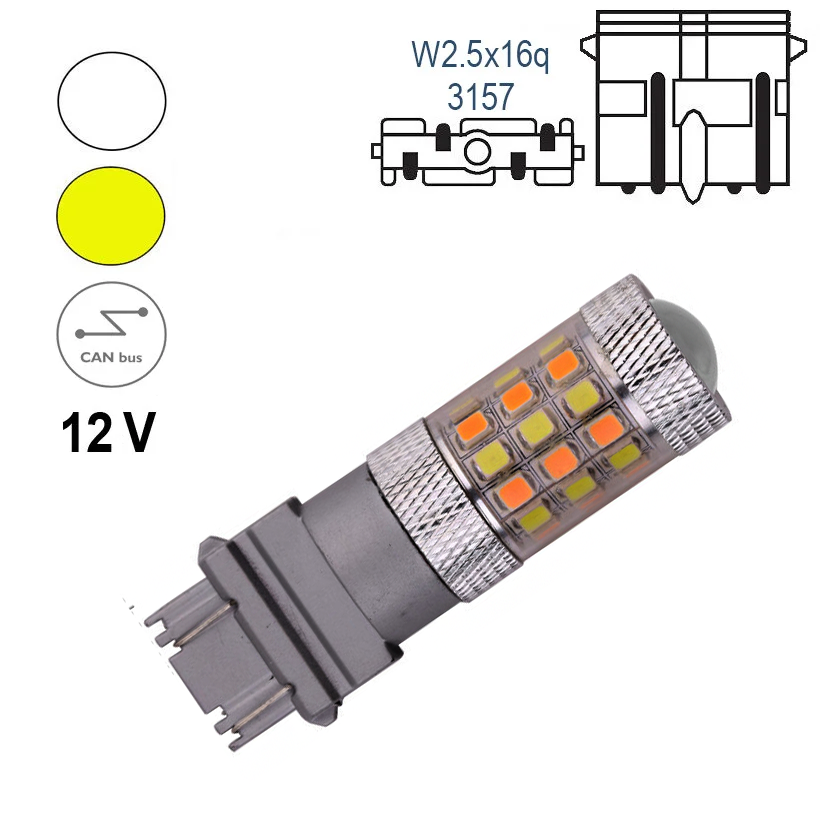 Автомобільна лампа Terra P27/7W 3157 W2,5x16q 2835x42SMD 12V Білий/Жовтий (1556533307) - фото 2