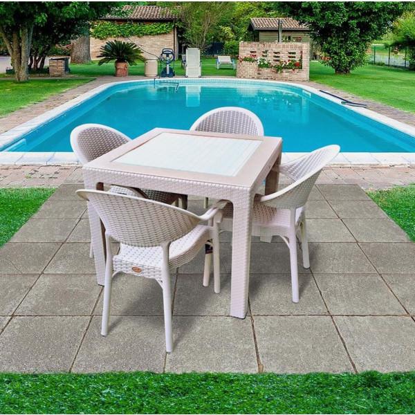 Комплект садовый стол 90х90 см и стулья 4 шт. пластиковый Капучино (31949174)