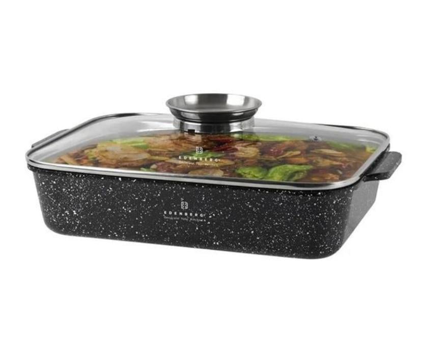 Жаровня з кришкою Edenberg EB-12123 з мармуровим покриттям 4,7 л 32x23x7,5 см (EB-12123) Жаровня з кришкою Edenberg EB-12123 з мармуровим покриттям 4,7 л 32x23x7,5 см (EB-12123)