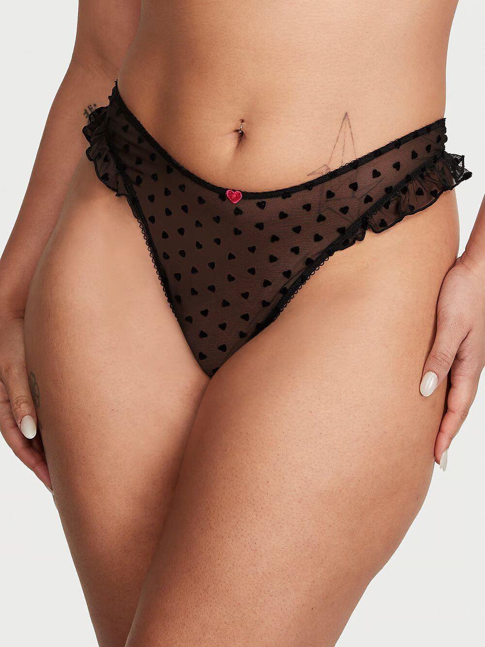 Трусики Victoria's Secret Tease High-Leg Scoop Thong Panty S Черный (26765141)