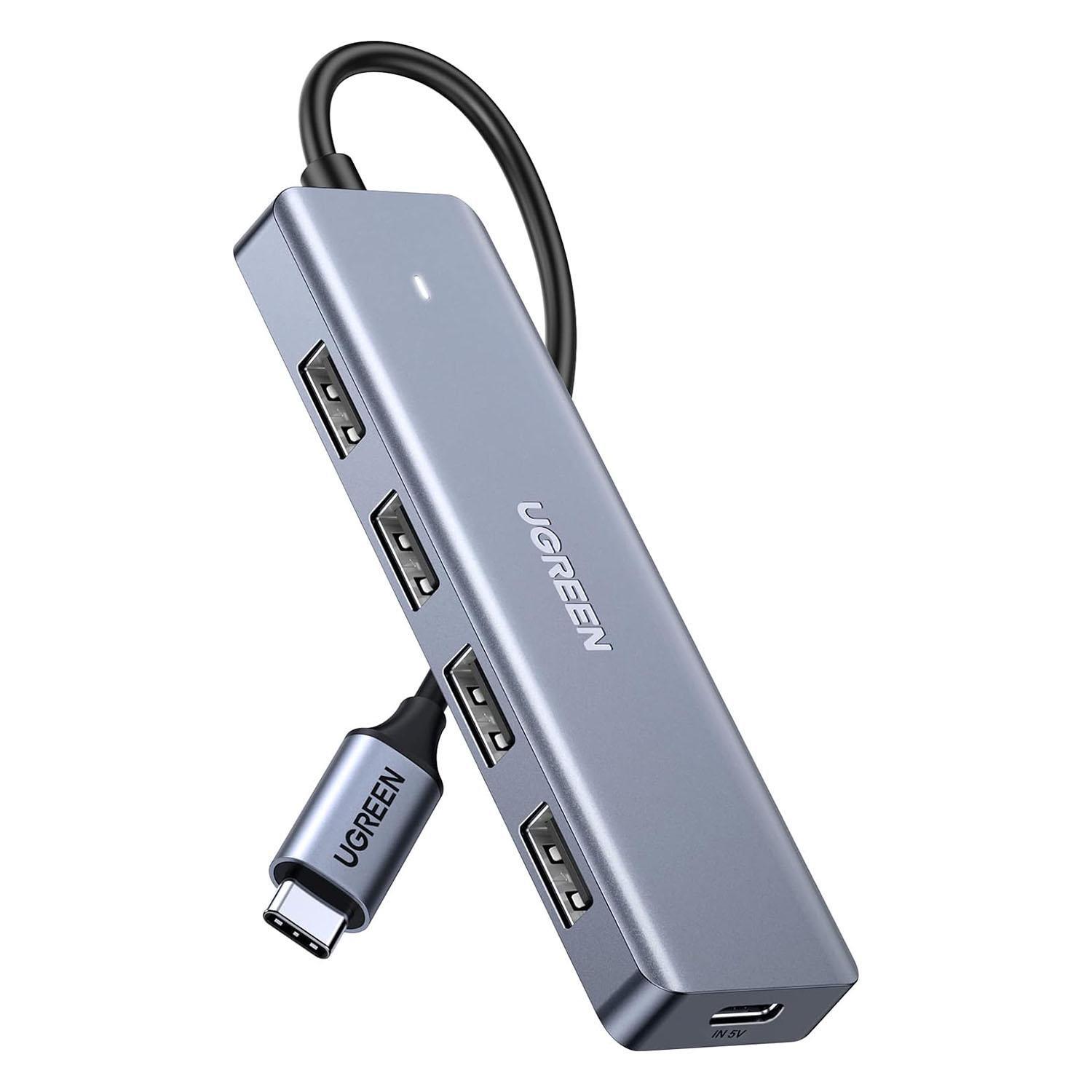 USB-хаб 4-портовий UGREEN CM219 USB-C/USB 3.0/15 см Сірий (70336)