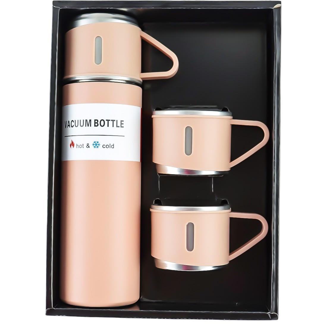 Набір термос з чашками 3 шт. із вакуумною ізоляцією в подарунковому пакуванні 500 мл Помаранчевий (MX-00008959R)