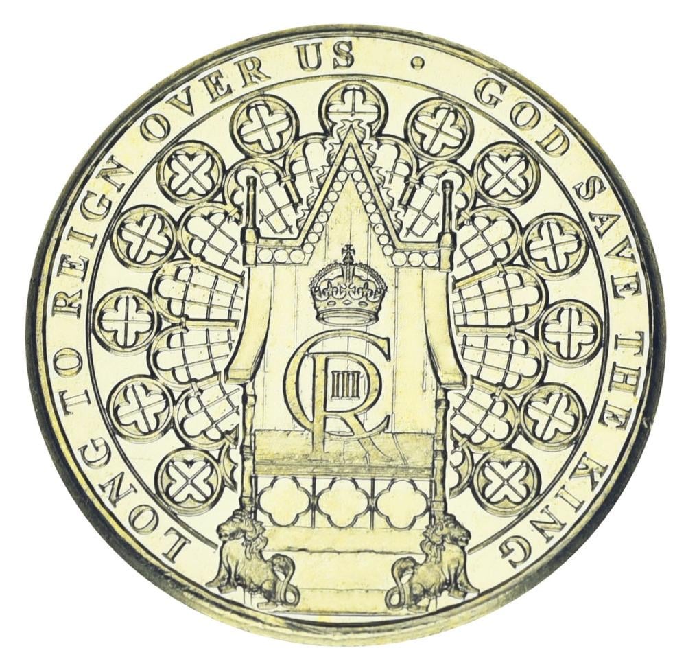 Коллекционная монета Гибралтар 1 фунт 2023 UNC Коронация Чарльза Карла III (М22972)