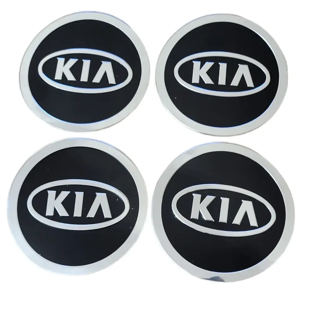 Наклейки на колпаки KIA черные 90 мм 4 шт.