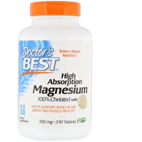 Микроэлемент Магний Doctor's Best High Absorption Magnesium 100% Chelated with Albion Minerals 240 Tabs (DRB-00087)