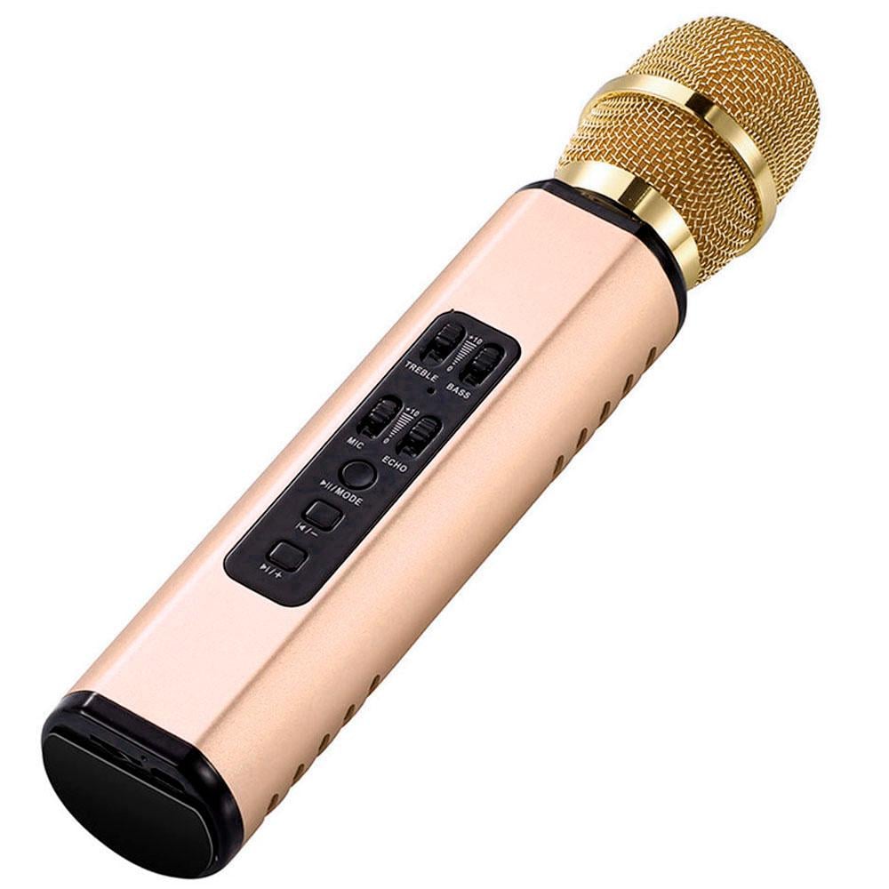 Микрофон-караоке беспроводной Losso K6 Premium со встроенным динамиком и Bluetooth Gold (18960)