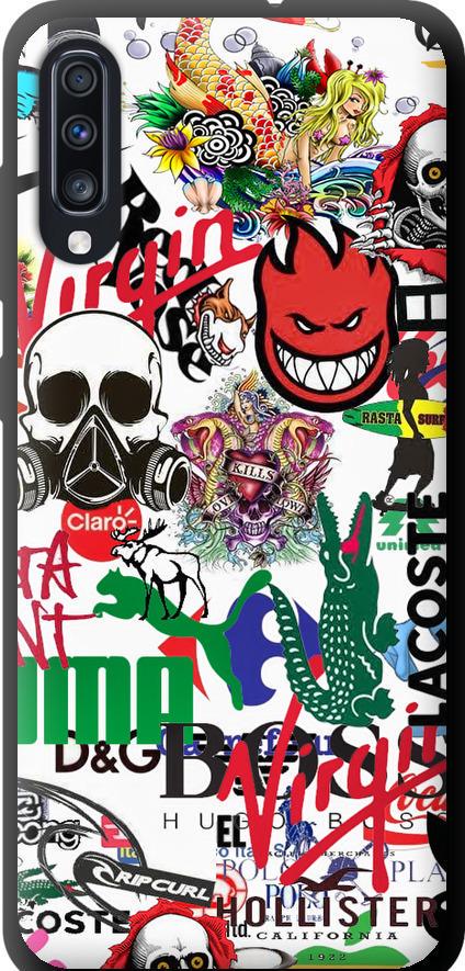 Чехол на Samsung Galaxy A70 2019 A705F Many different logos (4022b-1675-42517)