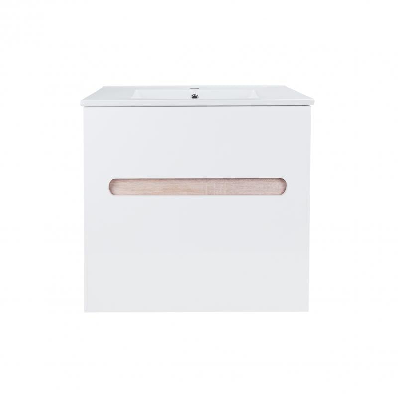 Комплект тумба подвесная и раковина врезная Q-tap Virgo 600х580х437 White/Whitish oak (QT1872TPА6013060CW)