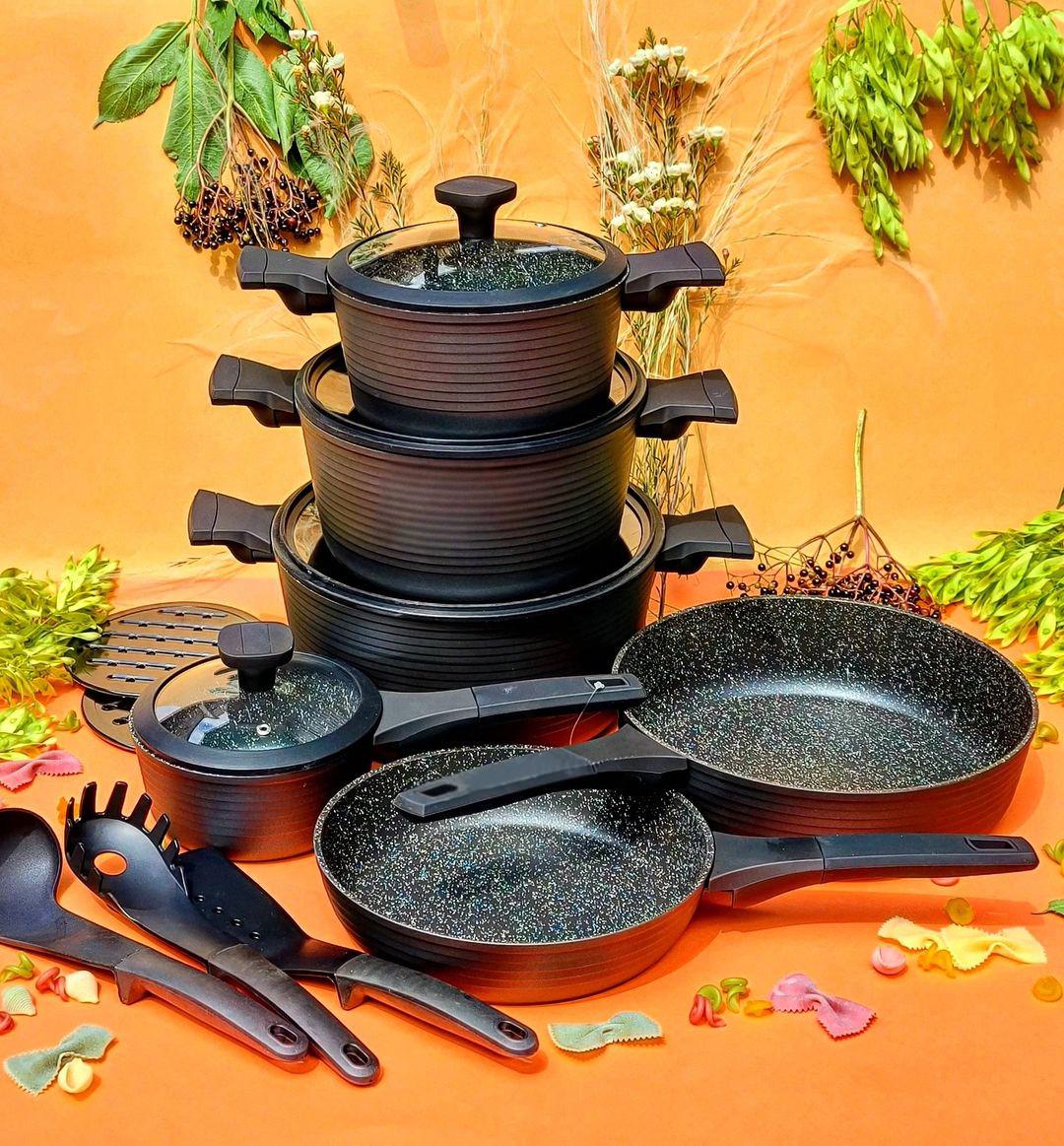 Набор кастрюль для индукционных плит с мраморным покрытием Edenberg EB-5643 15 пр. Набор кастрюль для индукционных плит с мраморным покрытием Edenberg EB-5643 15 пр.